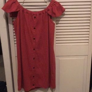 Madewell Coral Off the Shoulder Dress